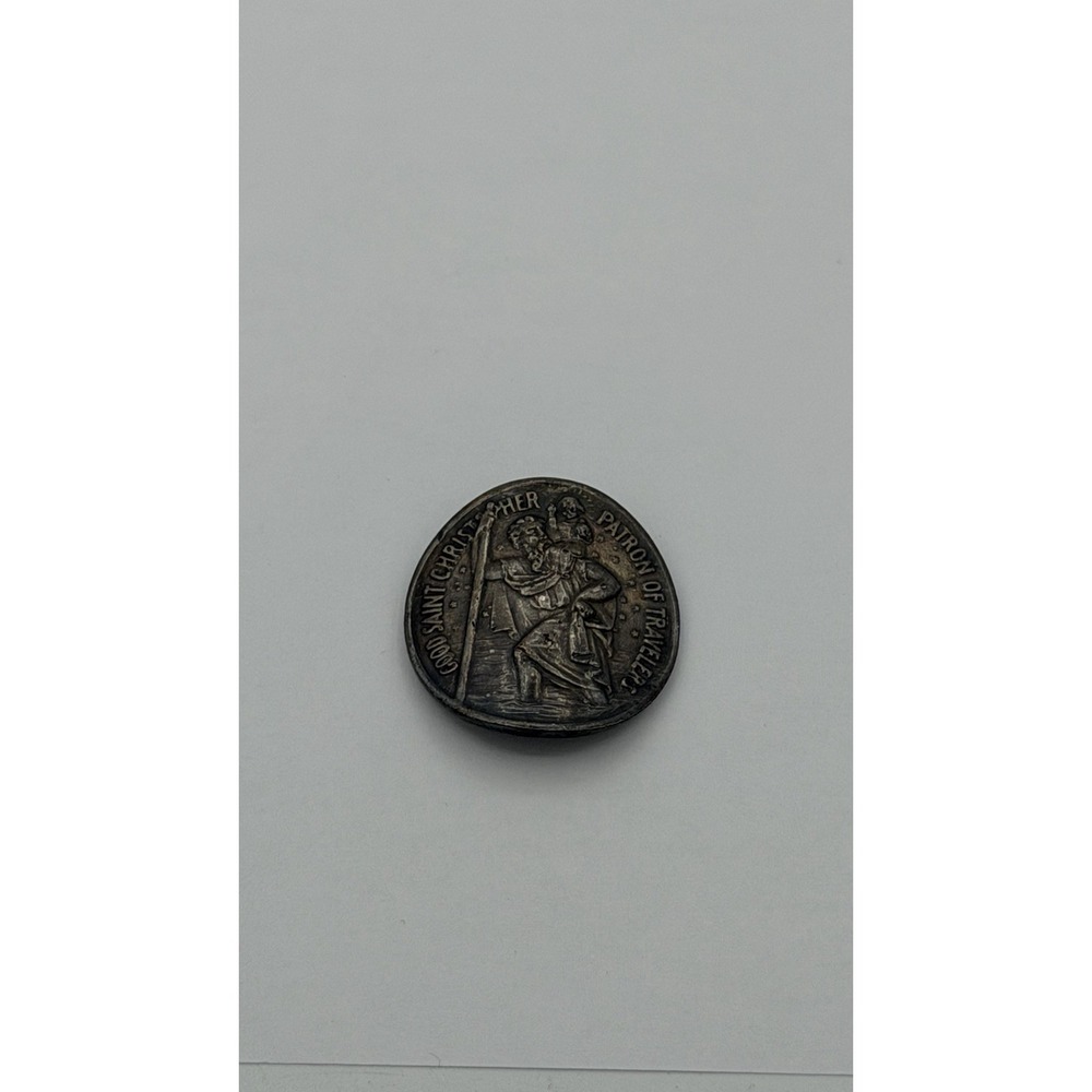 Vintage Saint Christopher Medal Pocket Coin Jesus Patron Saint of Travelers